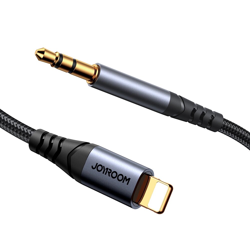 Joyroom stereo audio cable AUX 3.5 mm mini jack - Lightning for iPhone iPad 1.2 m black (SY-A06) kaina ir informacija | Adapteriai, USB šakotuvai | pigu.lt