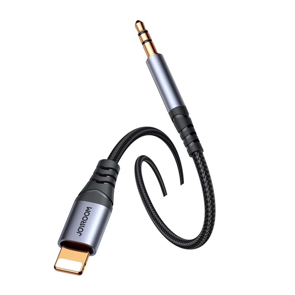 Joyroom stereo audio cable AUX 3.5 mm mini jack - Lightning for iPhone iPad 1.2 m black (SY-A06) kaina ir informacija | Adapteriai, USB šakotuvai | pigu.lt