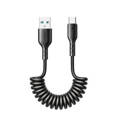 Fast Charging cable for car Joyroom USB-A to Type-C Easy-Travel Series 3A 1.5m, coiled (black) цена и информация | Кабели для телефонов | pigu.lt