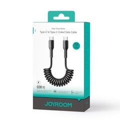 Fast Charging cable for car Joyroom Type-C to Type-C Easy-Travel Series 60W 1.5m, coiled (black) цена и информация | Кабели для телефонов | pigu.lt