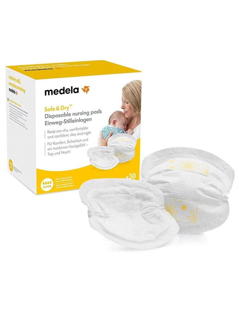 Vienkartiniai įklotai į liemenėlę Medela Safe & Dry Super, 30 vnt. kaina ir informacija | Žindymo prekės | pigu.lt