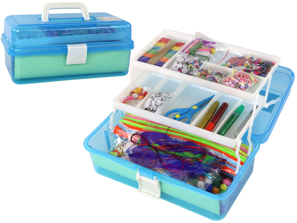 Išskleidžiamas papuošalų kūrimo lagamino rinkinys, mėlynas kaina ir informacija | Žaislai mergaitėms | pigu.lt