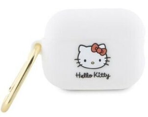 Силиконовый чехол Hello Kitty с 3D-головой котенка для AirPods Pro 2 (2022/2023) — белый цена и информация | Аксессуары для наушников | pigu.lt