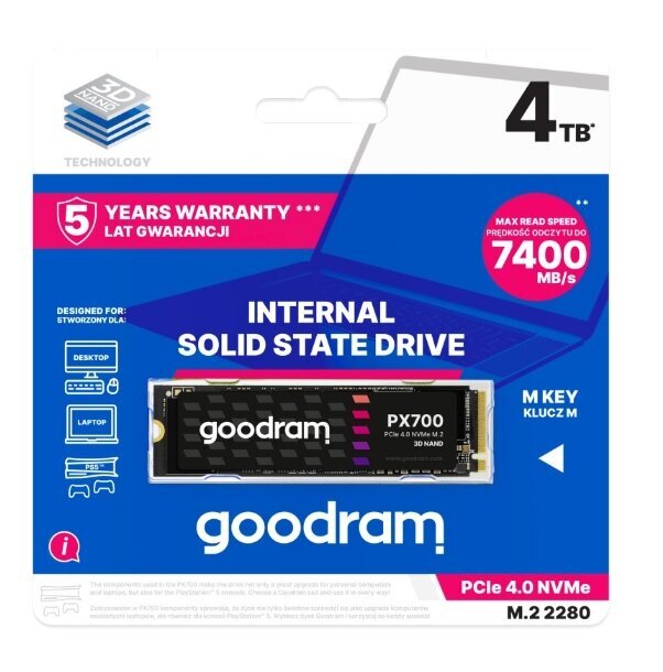 Goodram PX700 (SSDPR-PX700-04T-80) kaina ir informacija | Vidiniai kietieji diskai (HDD, SSD, Hybrid) | pigu.lt