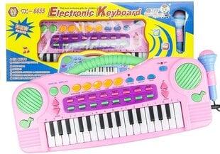 Vaikiškas pianinas su mikrofonu, rožinis kaina ir informacija | Lavinamieji žaislai | pigu.lt