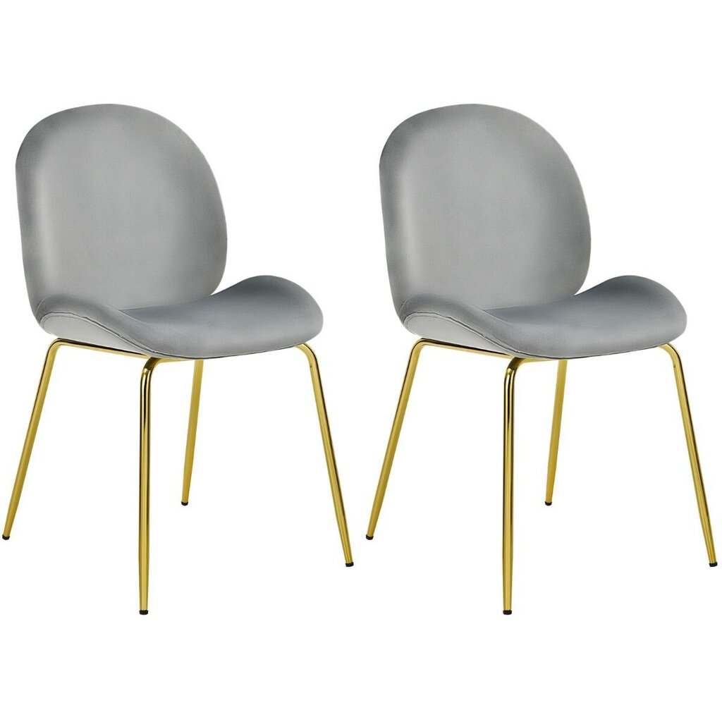 2-ių kėdžių komplektas Costway, pilkas kaina ir informacija | Virtuvės ir valgomojo kėdės | pigu.lt