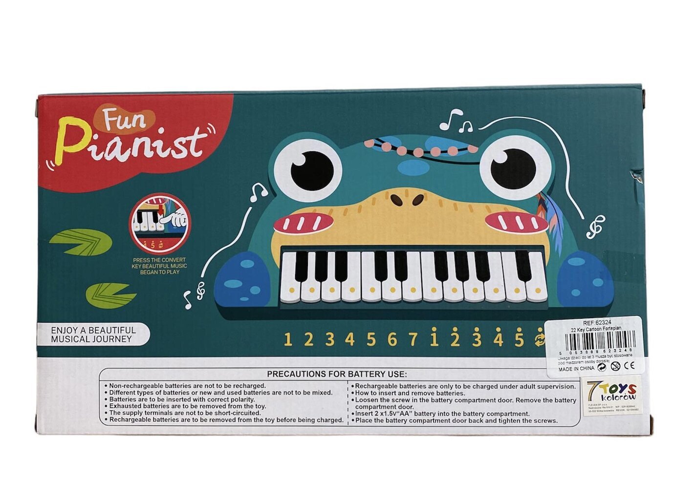 Vaikiškas pianinas, 22 klavišai, Frog Piano kaina ir informacija | Lavinamieji žaislai | pigu.lt