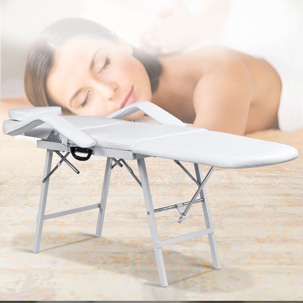 Profesionalus masažo stalas-gultas Costway, baltas kaina ir informacija | Baldai grožio salonams | pigu.lt