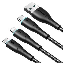 USB кабель Joyroom SA33-1T3 USB to Lightning+USB-C+MicroUSB 3.5A 1.2m черный цена и информация | Кабели для телефонов | pigu.lt