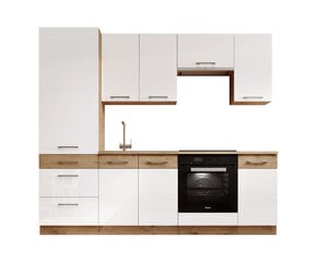Комплект кухонной мебели Vika 240, белый/коричневый цена и информация | Кухонные гарнитуры | pigu.lt