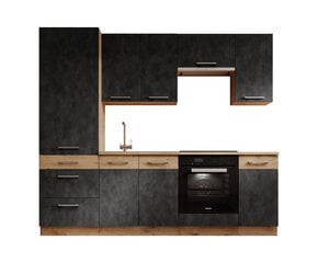 Virtuvės baldų komplektas Vika 240, juodas/rudas kaina ir informacija | Virtuvės baldų komplektai | pigu.lt