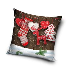 Kalėdinis užvalkalas 40x40 Raudona kaina ir informacija | Dekoratyvinės pagalvėlės ir užvalkalai | pigu.lt