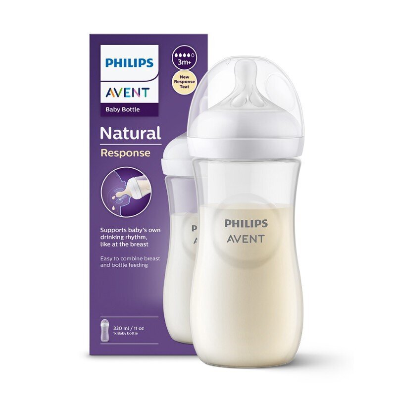 Buteliukas Philips Avent Natural Response SCY906/01, 3mėn +, 330ml kaina ir informacija | Buteliukai kūdikiams ir jų priedai | pigu.lt