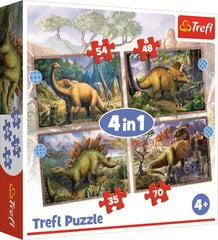 Dėlionių rinkinys Trefl Dinozaurai 4in1, 207 d. kaina ir informacija | Dėlionės (puzzle) | pigu.lt