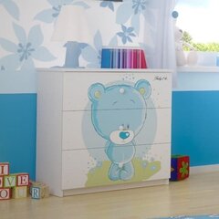 Komoda BabyBoo Blue Teddy Bear, balta цена и информация | Детские комоды | pigu.lt