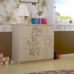 Komoda BabyBoo Decorated Giraffe, balta цена и информация | Детские комоды | pigu.lt