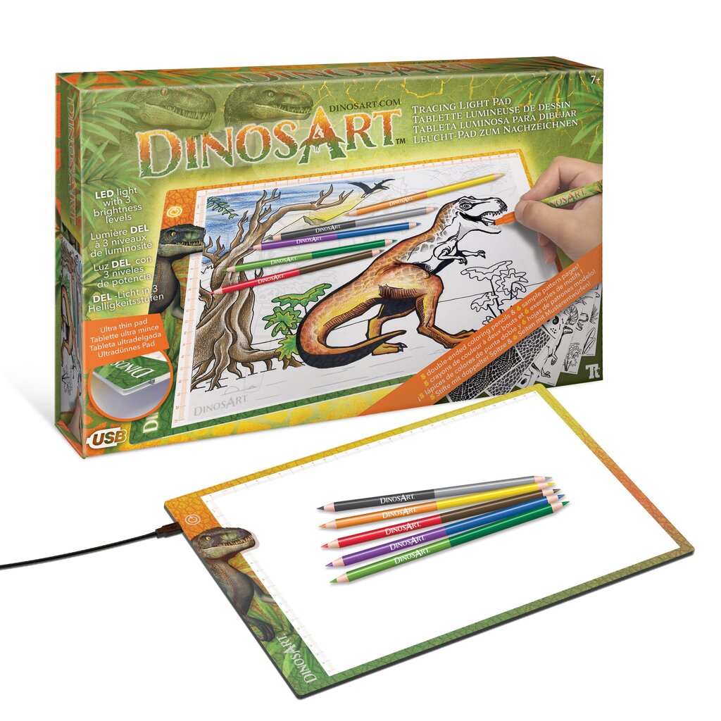 Kūrybinis rinkinys Dinosart Tracing Light Pad, 10d. kaina ir informacija | Lavinamieji žaislai | pigu.lt