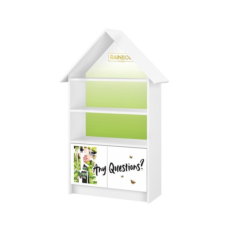 Lentyna BabyBoo House Rainbow High Green, balta/žalia kaina ir informacija | Vaikiškos lentynos | pigu.lt