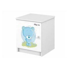 Naktinė spintelė BabyBoo Blue Bear, balta цена и информация | Шкафчики в детскую | pigu.lt