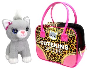 Pliušinė katė Cutekins, su nešiojimo krepšiu kaina ir informacija | Minkšti (pliušiniai) žaislai | pigu.lt