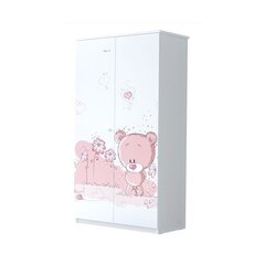 Vaikiška spinta BabyBoo Pink Bear, balta kaina ir informacija | Vaikiškos spintos | pigu.lt