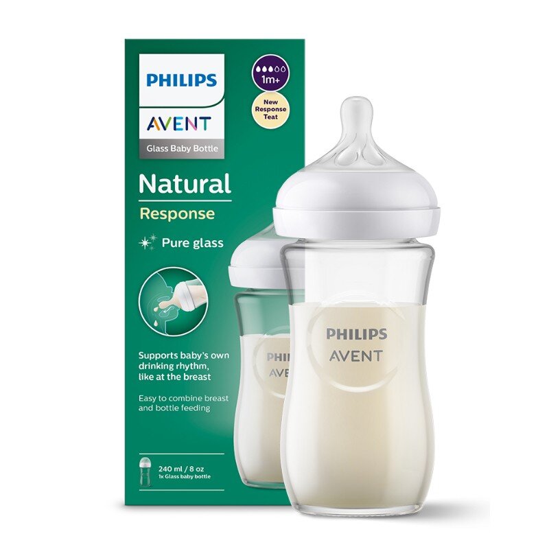 Stiklinis buteliukas Philips Avent Natural Response SCY933/01, 240ml kaina ir informacija | Buteliukai kūdikiams ir jų priedai | pigu.lt