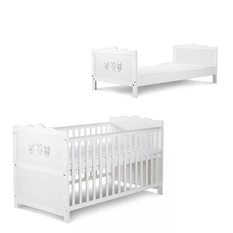 Kūdikių lovytė Klupš Marsell, 140x70 cm, balta kaina ir informacija | Kūdikių lovytės | pigu.lt