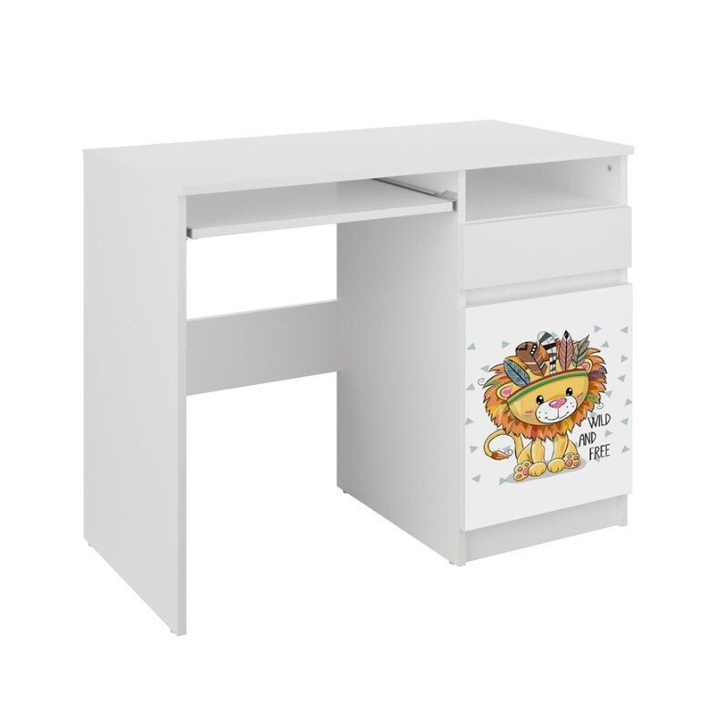 Vaikiškas rašomasis stalas BabyBoo Lion N35, baltas цена и информация | Kompiuteriniai, rašomieji stalai | pigu.lt