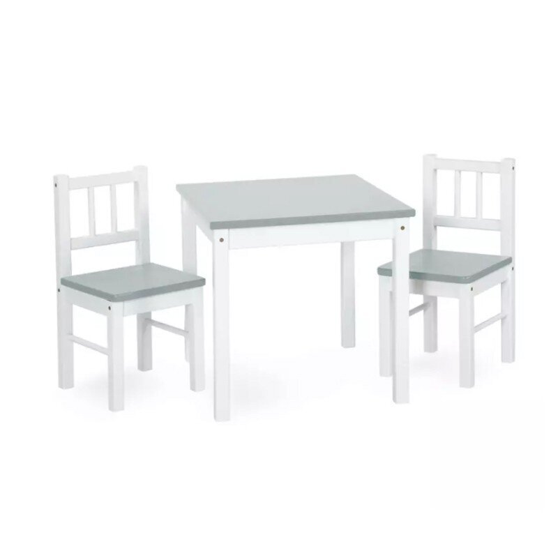 Vaikiškų kėdučių ir stalo komplektas Klupš, baltas/pilkas kaina ir informacija | Vaikiškos kėdutės ir staliukai | pigu.lt