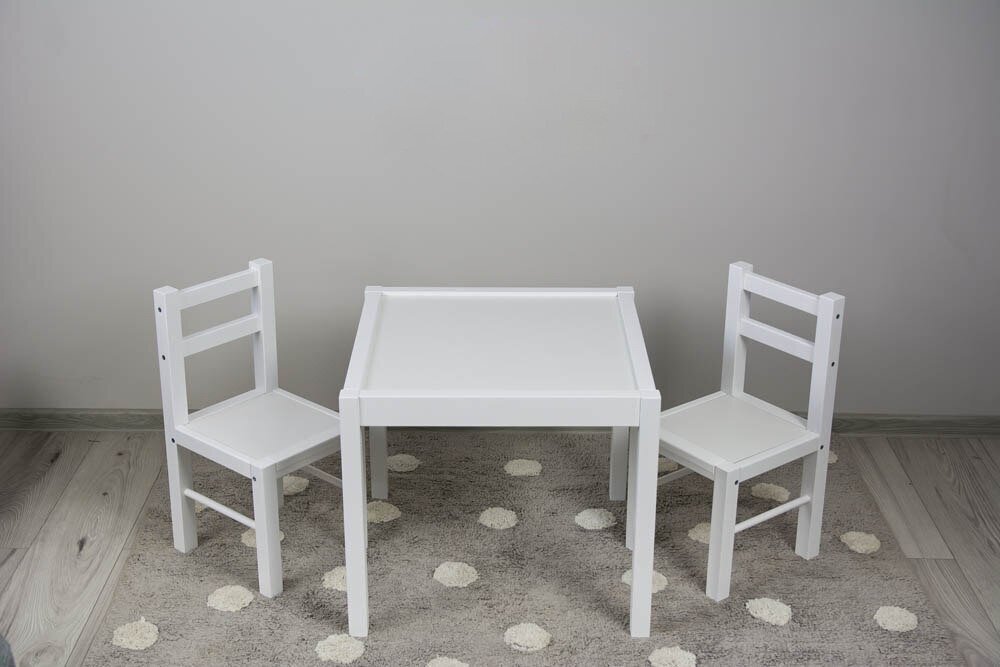 3-jų dalių vaikiškų baldų komplektas Drewex, baltas kaina ir informacija | Vaikiškos kėdutės ir staliukai | pigu.lt