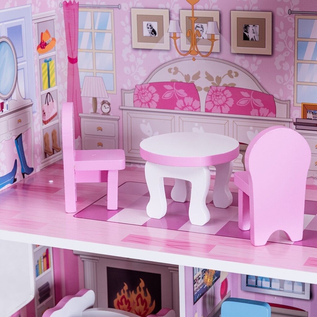 Medinis lėlių namelis mergaitėms 61x26,5x71cm kaina ir informacija | Žaislai mergaitėms | pigu.lt