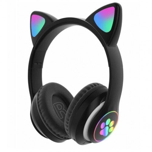 Belaidės bluetooth CatEars LED ausinės su katės ausytėmis, juodos цена и информация | Ausinės | pigu.lt