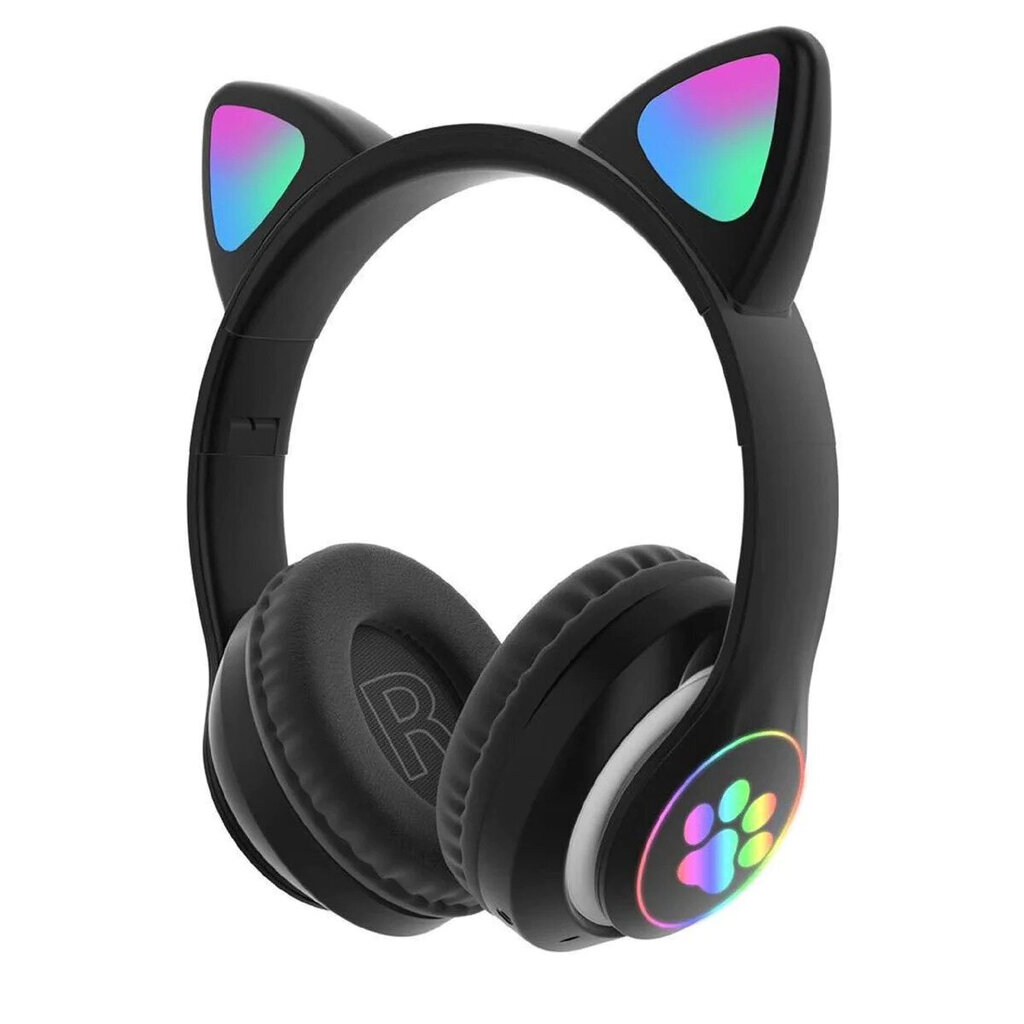 Belaidės bluetooth CatEars LED ausinės su katės ausytėmis, juodos kaina ir informacija | Ausinės | pigu.lt