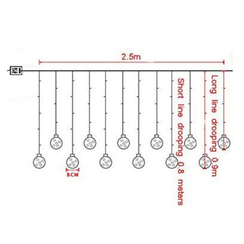 Kalėdinė girlianda, 180 LED, 2.5-3 m цена и информация | Girliandos | pigu.lt