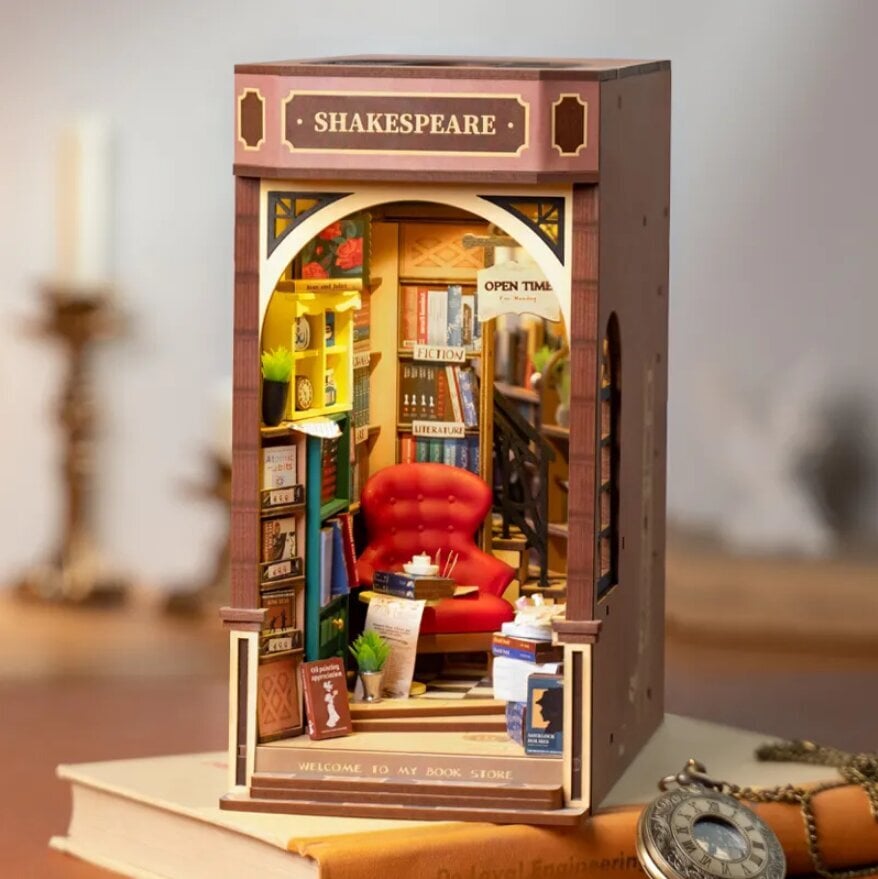 3D konstruktorius mini namas Robotime Bookstore, 194 d. kaina ir informacija | Konstruktoriai ir kaladėlės | pigu.lt