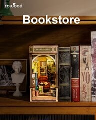 3D konstruktorius mini namas Robotime Bookstore, 194 d. kaina ir informacija | Konstruktoriai ir kaladėlės | pigu.lt