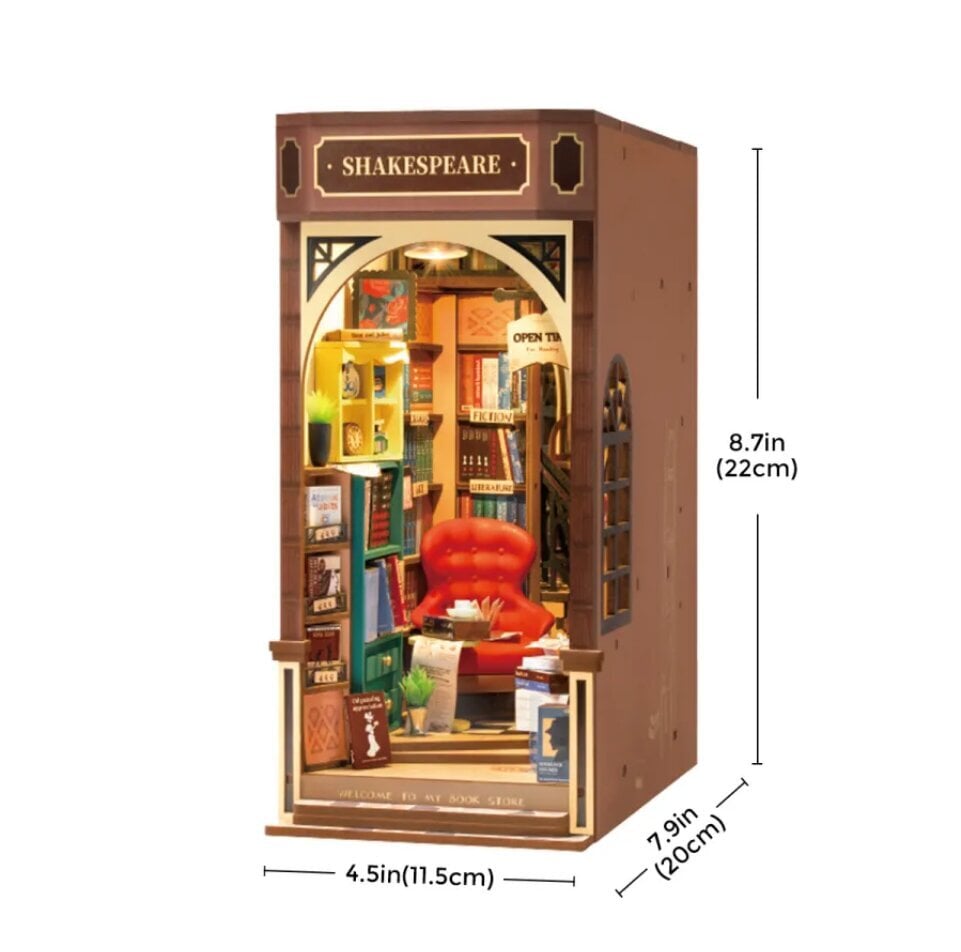 3D konstruktorius mini namas Robotime Bookstore, 194 d. kaina ir informacija | Konstruktoriai ir kaladėlės | pigu.lt