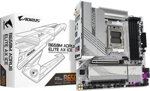 Gigabyte B650M Aorus Elite AX Ice (B650M-AORUS-ELITE-AX-ICE) kaina ir informacija | Pagrindinės plokštės | pigu.lt