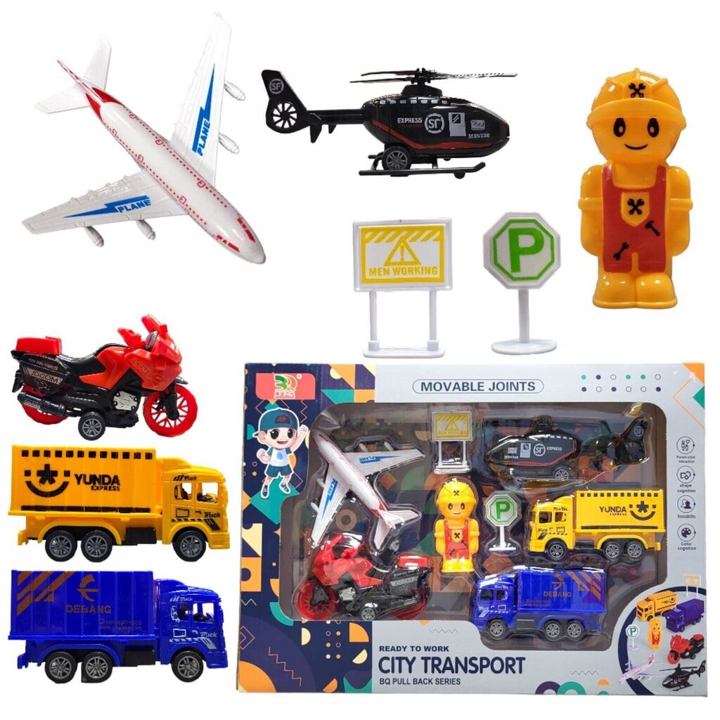 Tranporto priemonių rinkinys, 9 d. kaina ir informacija | Žaislai berniukams | pigu.lt