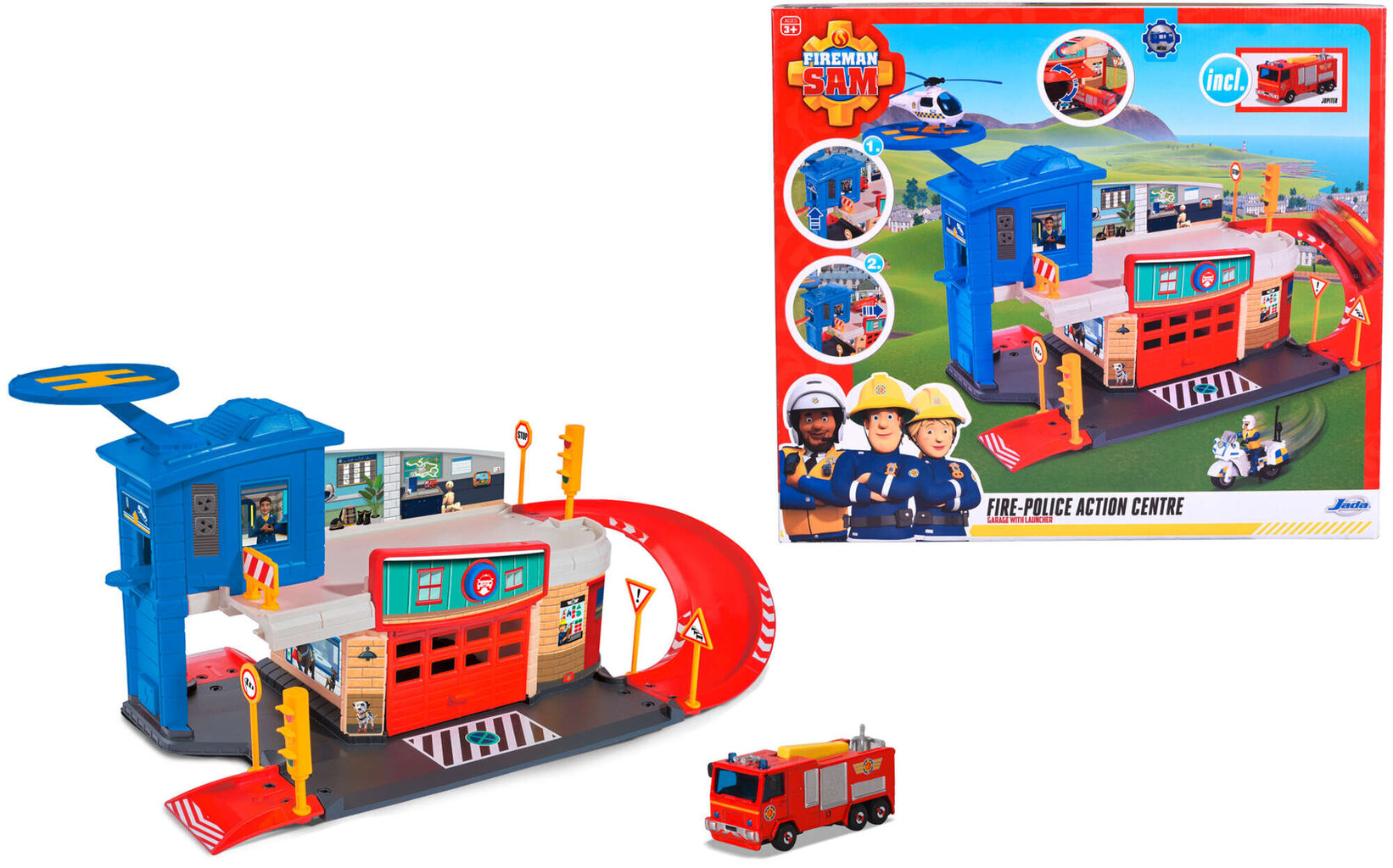 Gaisrinės ir policijos garažas 2in1 Jada Toys Fireman Sam ( Ugnegesys Samas) kaina ir informacija | Žaislai berniukams | pigu.lt