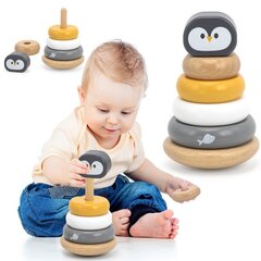 Medinė piramidė pingvinas Viga цена и информация | Игрушки для малышей | pigu.lt