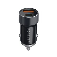 Forever CC-06 PD QC car charger 1x USB-C 1x USB 20W black + USB-C - USB-C cable 60W цена и информация | Зарядные устройства для телефонов | pigu.lt