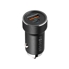 Forever CC-06 PD QC car charger 1x USB-C 1x USB 20W black + USB-C - USB-C cable 60W цена и информация | Зарядные устройства для телефонов | pigu.lt