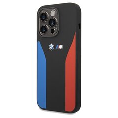 BMW BMHCP15X22SCSK iPhone 15 Pro Max 6.7" czarny|black Silicone Blue&Red Stripes M Collection цена и информация | Чехлы для телефонов | pigu.lt