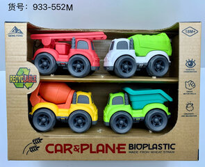 Žaislinių transporto priemonių rinkinys iš bioplastiko, 4 vnt kaina ir informacija | Žaislai berniukams | pigu.lt