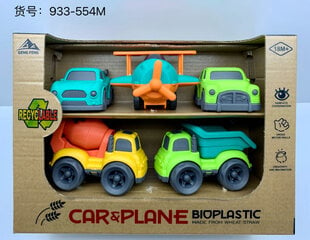 Žaislinių transporto priemonių ir lėktuvo rinkinys iš bioplastiko цена и информация | Игрушки для мальчиков | pigu.lt
