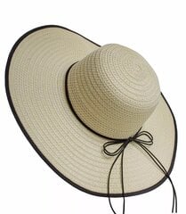 Moteriška šiaudinė skrybelė su kaspinu, smėlinė цена и информация | Женские шапки | pigu.lt