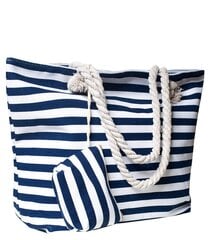 Moteriškas didelis paplūdimio krepšys, mėlyna, balta цена и информация | Женские сумки | pigu.lt