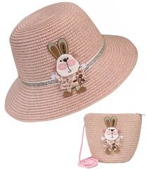 Moteriška skrybelė su maišeliu papuošta zuikiu, rožinė цена и информация | Аксессуары для детей | pigu.lt
