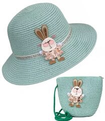 Moteriška skrybelė su maišeliu papuošta zuikiu, mėlyna kaina ir informacija | Aksesuarai vaikams | pigu.lt